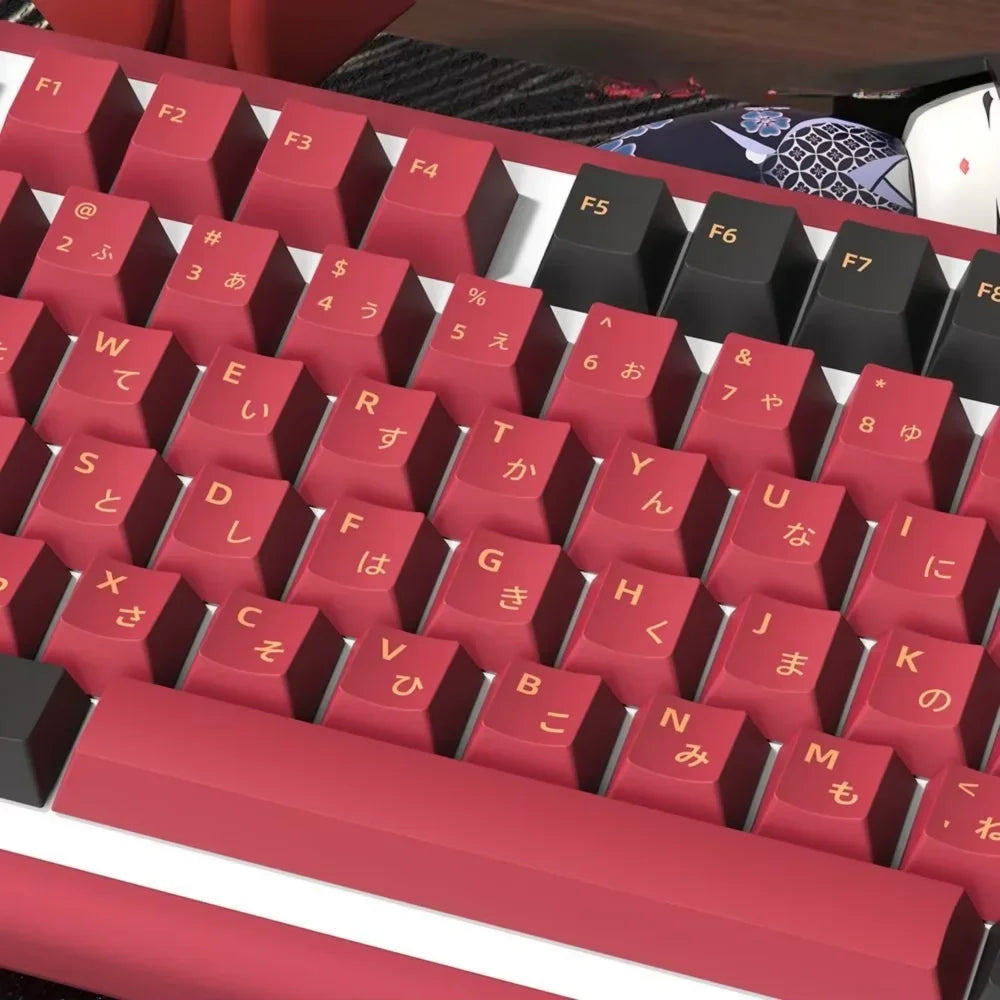 Red Blue Samuel Cherry Keycaps PBT Samurai Theme 139/156 Keys for MX Switch 60/84/90/104/108 Mechanical Keyboards