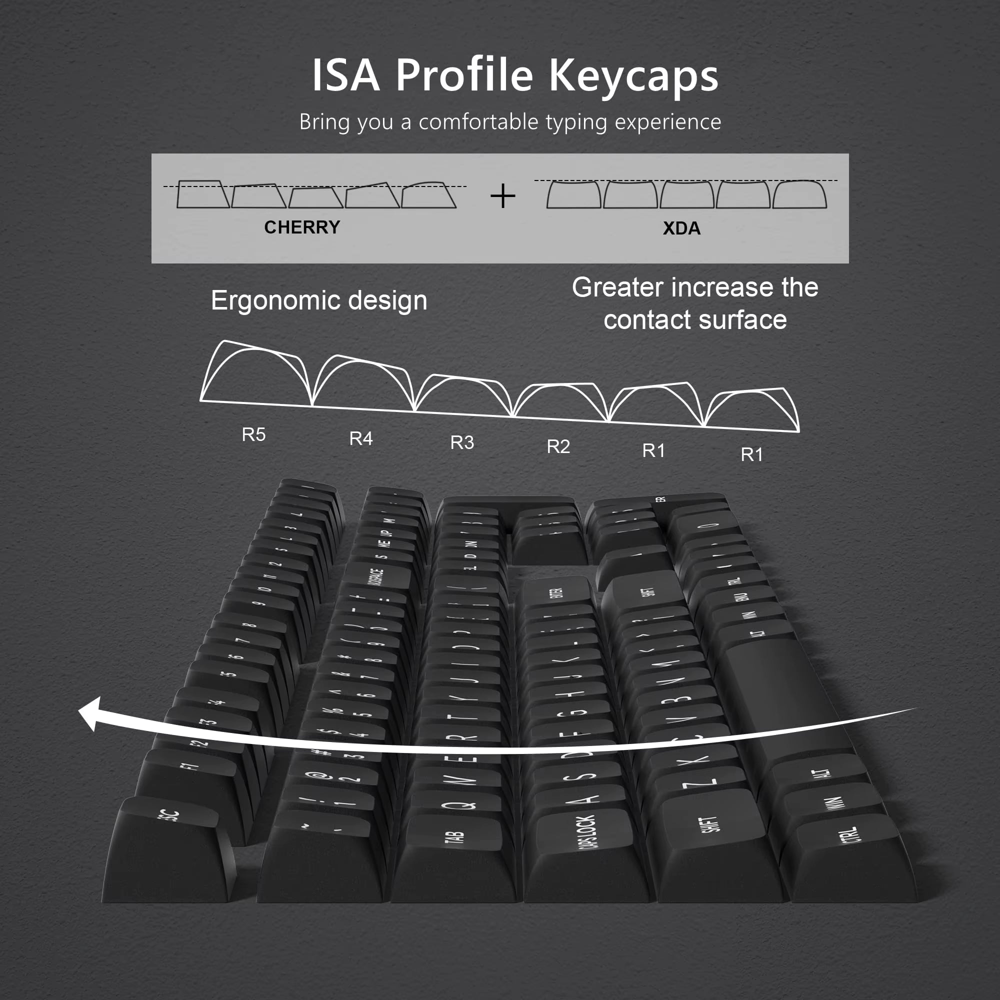 189 Keys ISA Profile Minimalist Keyboard Keycaps WOB BOW Double Shot PBT Keycaps for Gateron Cherry MX Switches Gaming Keyboard