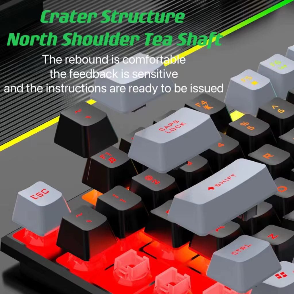 Luminous Wired Mechanical Keyboard and Mouse Set for Gaming and Office Use - USB Compatible for PC and Laptop