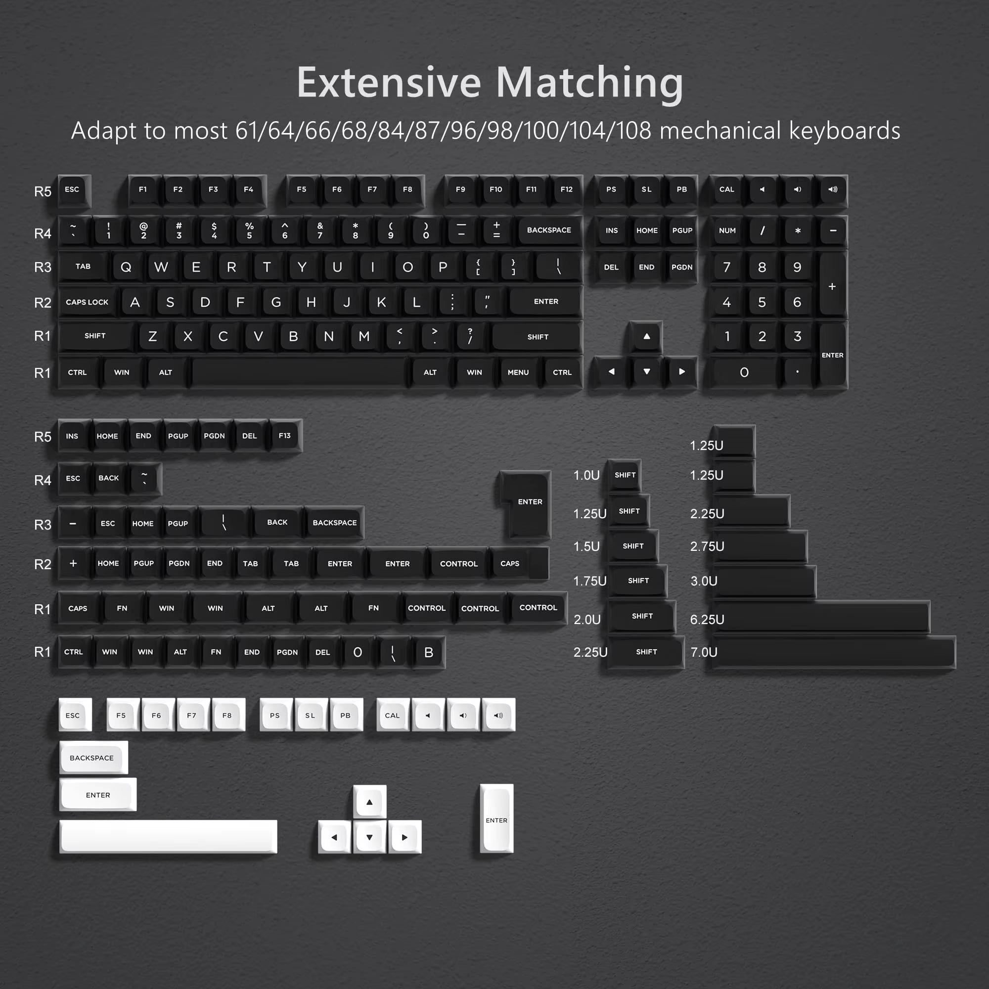 189 Keys ISA Profile Minimalist Keyboard Keycaps WOB BOW Double Shot PBT Keycaps for Gateron Cherry MX Switches Gaming Keyboard