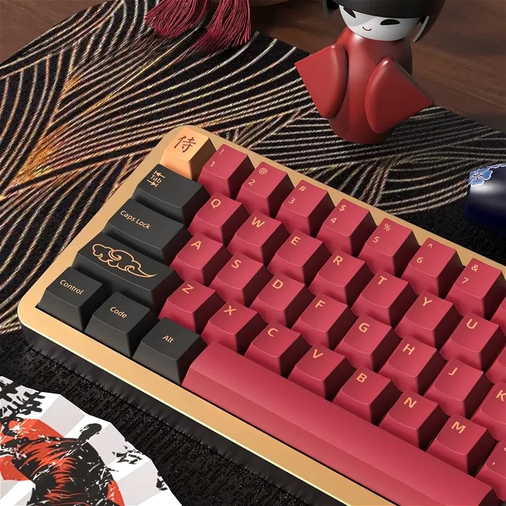 Red Blue Samuel Cherry Keycaps PBT Samurai Theme 139/156 Keys for MX Switch 60/84/90/104/108 Mechanical Keyboards