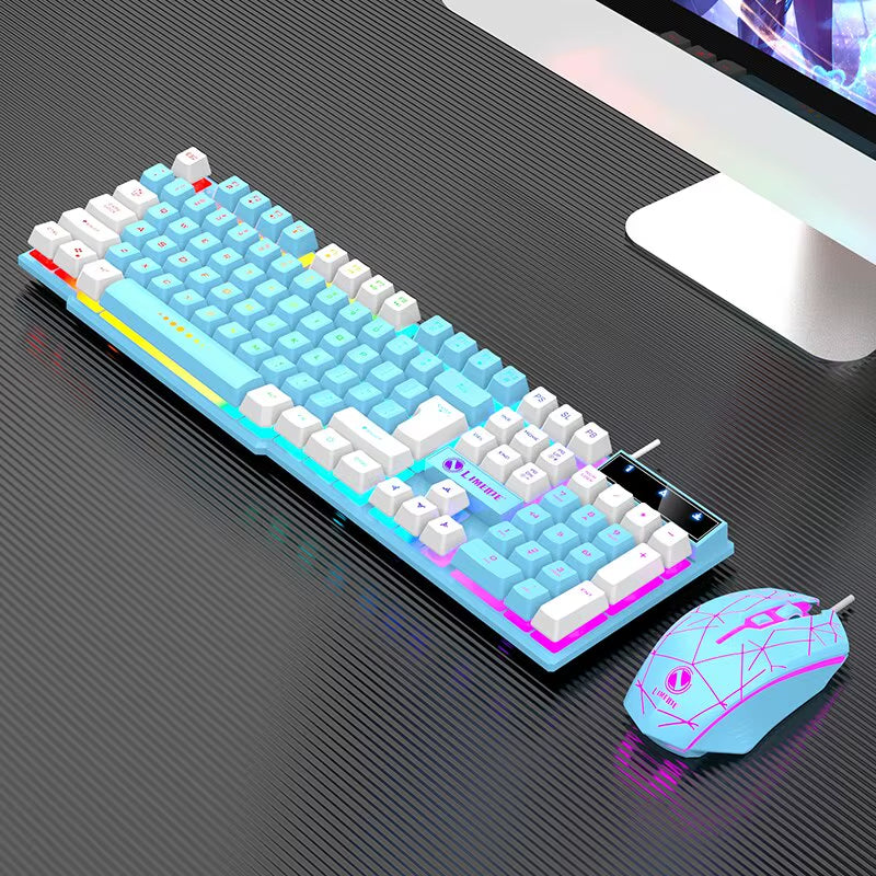 Luminous Wired Mechanical Keyboard and Mouse Set for Gaming and Office Use - USB Compatible for PC and Laptop