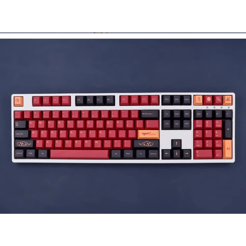 Red Blue Samuel Cherry Keycaps PBT Samurai Theme 139/156 Keys for MX Switch 60/84/90/104/108 Mechanical Keyboards