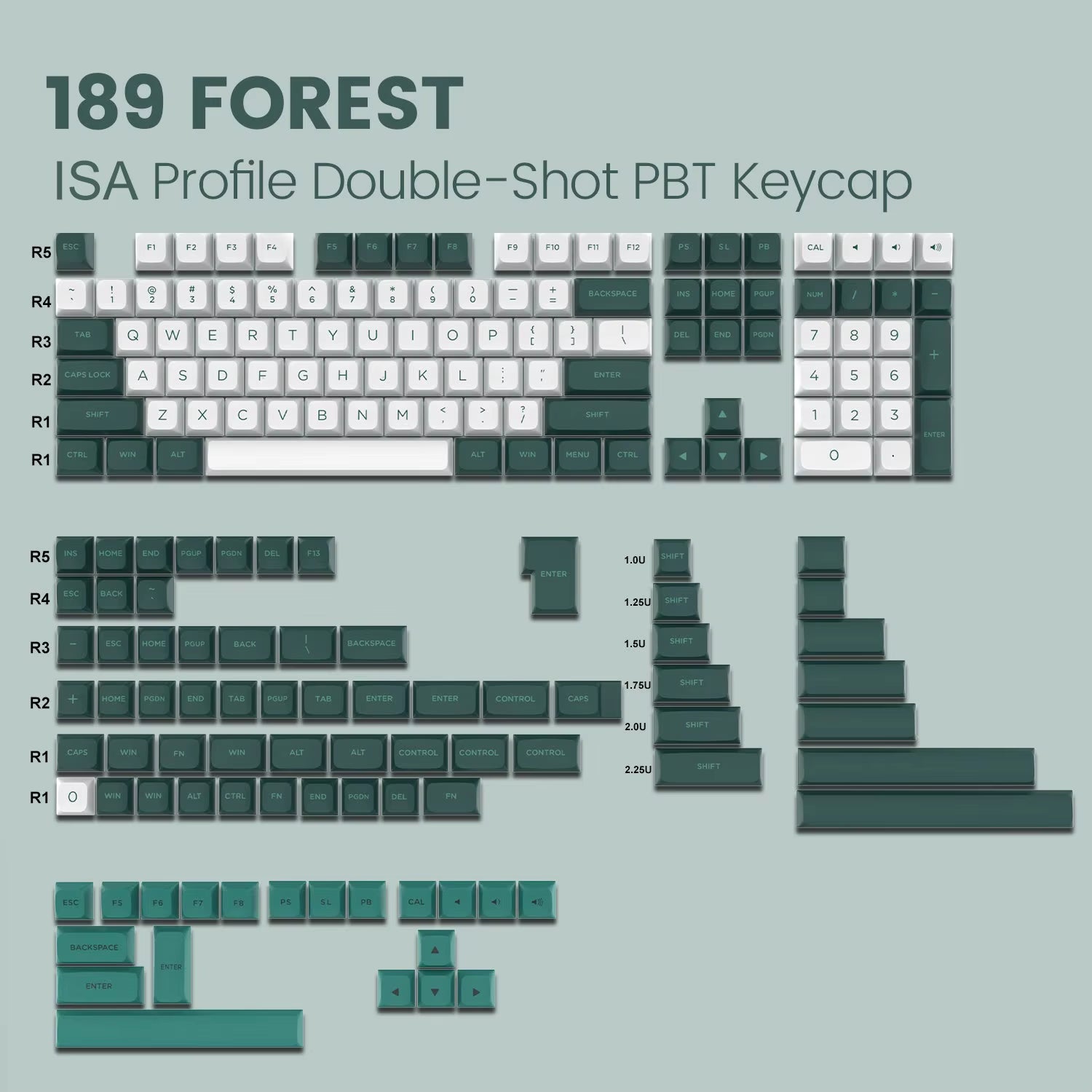 189 Keys ISA Profile Minimalist Keyboard Keycaps WOB BOW Double Shot PBT Keycaps for Gateron Cherry MX Switches Gaming Keyboard