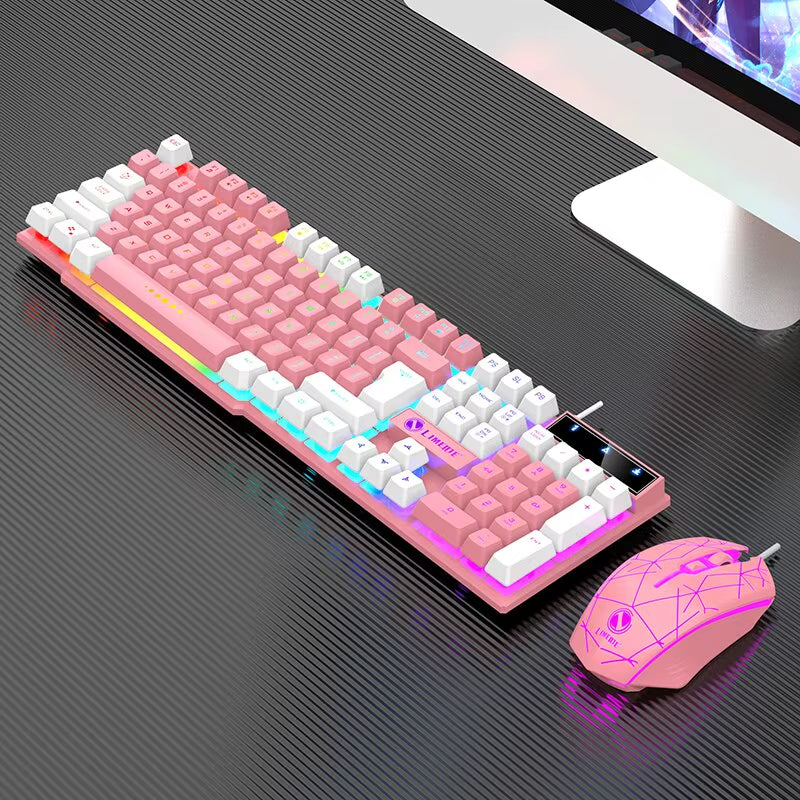 Luminous Wired Mechanical Keyboard and Mouse Set for Gaming and Office Use - USB Compatible for PC and Laptop