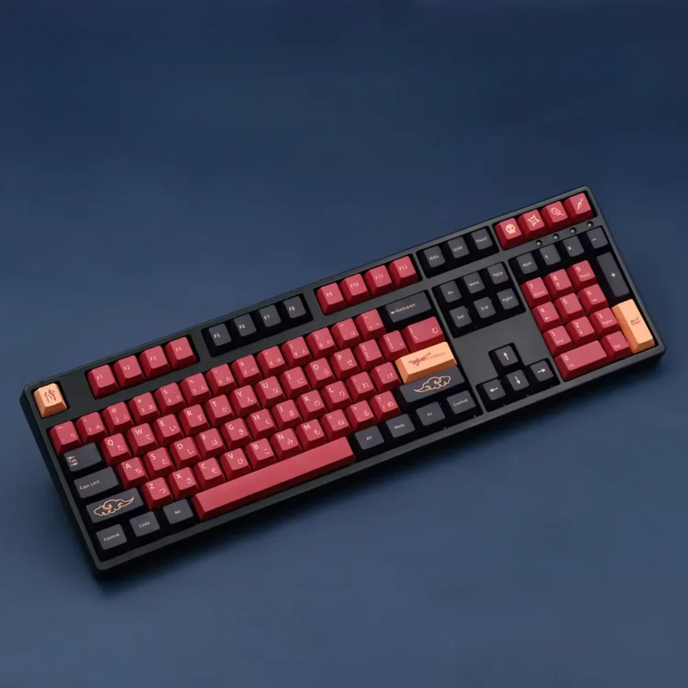 Red Blue Samuel Cherry Keycaps PBT Samurai Theme 139/156 Keys for MX Switch 60/84/90/104/108 Mechanical Keyboards