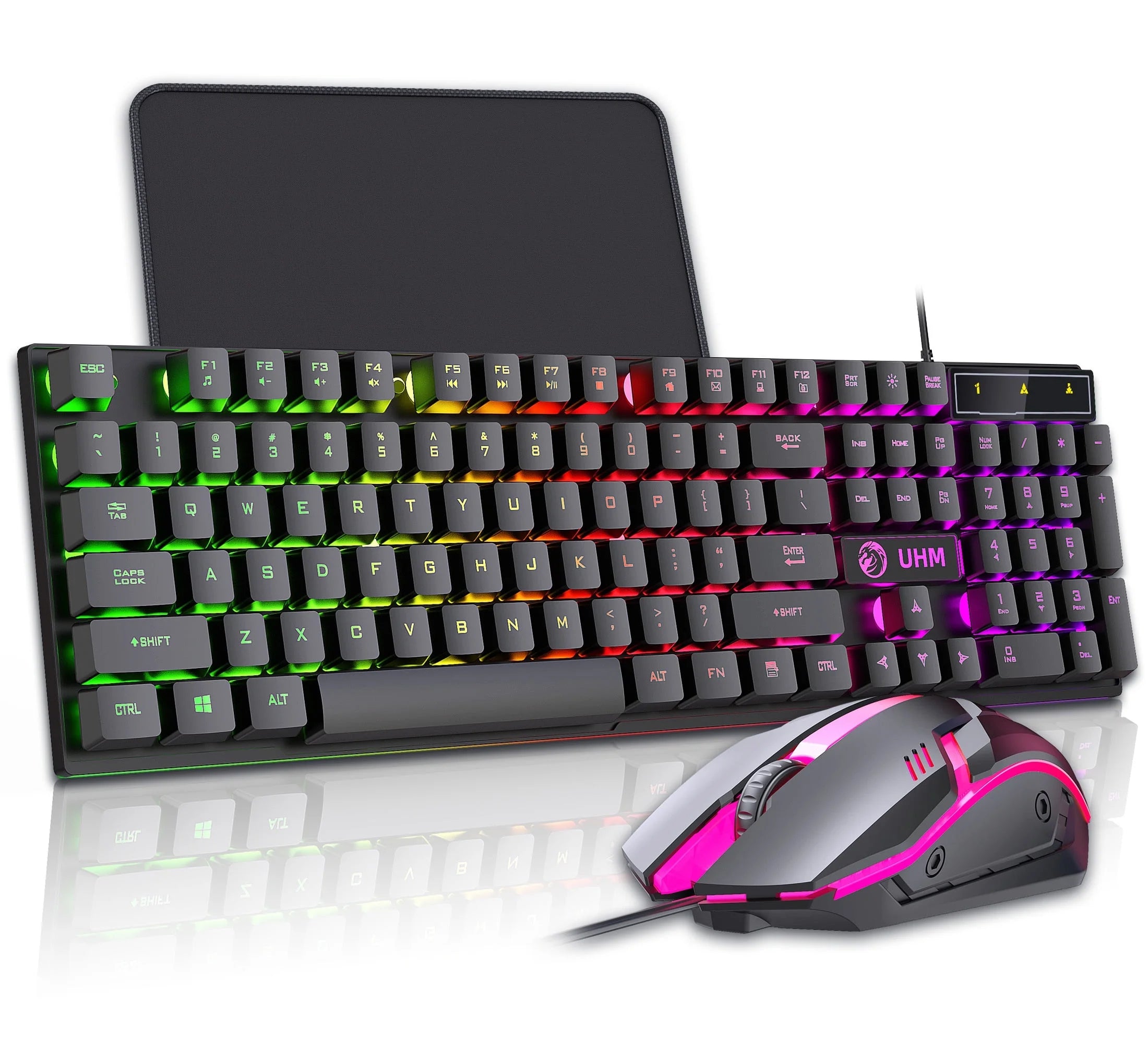 Wired Gaming Keyboard and Mouse Combo,Rgb Backlit Mechanical Feel Gaming Keyboard Mouse Set with 104 Keys,Usb Wired,Rgb Lights for Windows PC Gamers Desktop Computer Laptop
