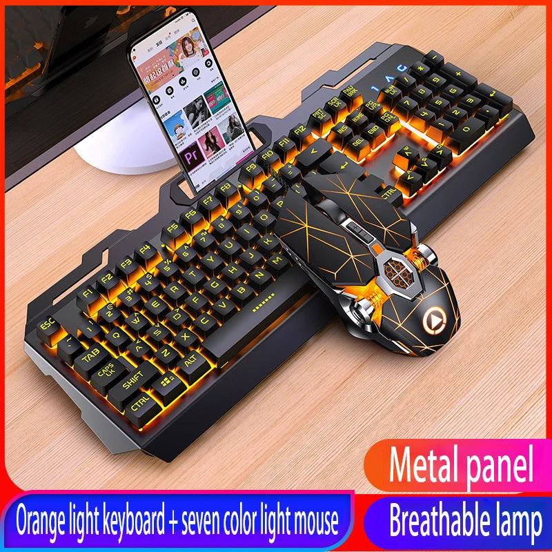 GX2 Waterproof RGB Mechanical Feel Keyboard & Mouse Combo - 104 Keys with Replaceable Covers