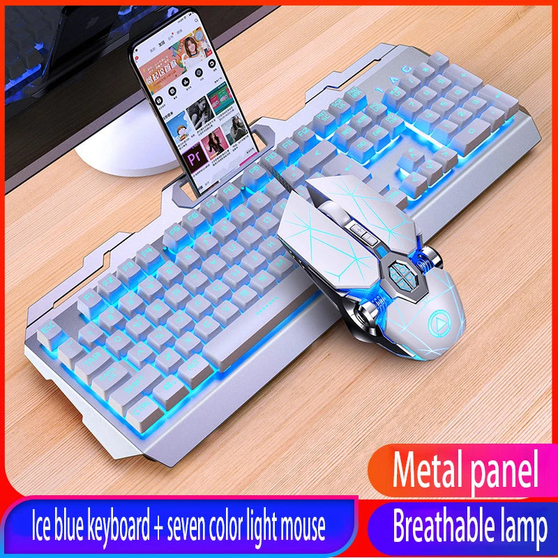 GX2 Waterproof RGB Mechanical Feel Keyboard & Mouse Combo - 104 Keys with Replaceable Covers