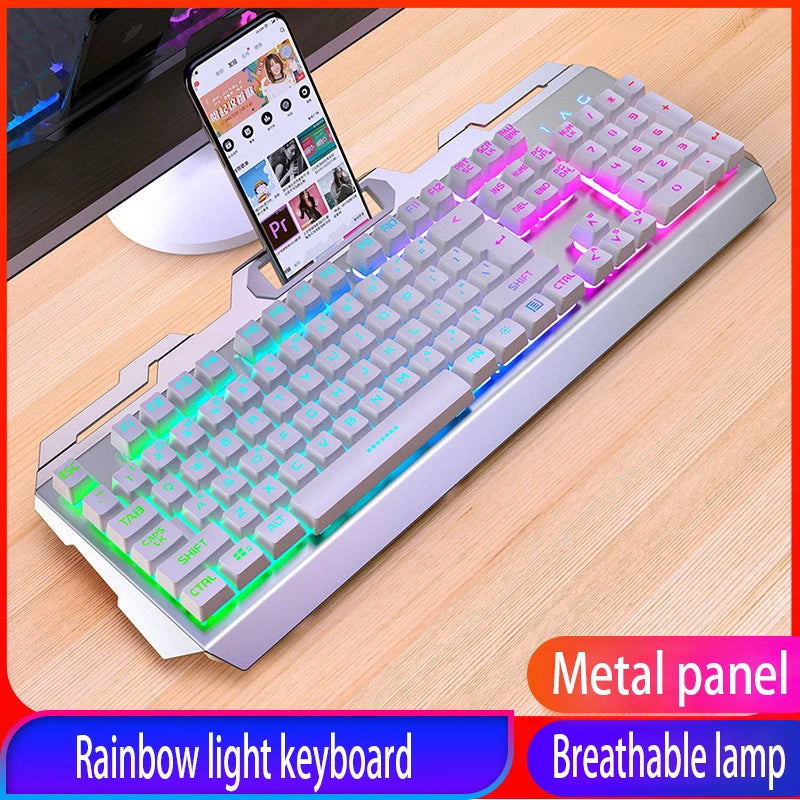 GX2 Waterproof RGB Mechanical Feel Keyboard & Mouse Combo - 104 Keys with Replaceable Covers