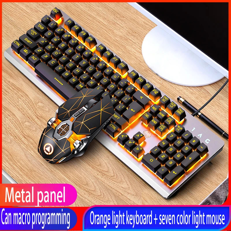 GX2 Waterproof RGB Mechanical Feel Keyboard & Mouse Combo - 104 Keys with Replaceable Covers