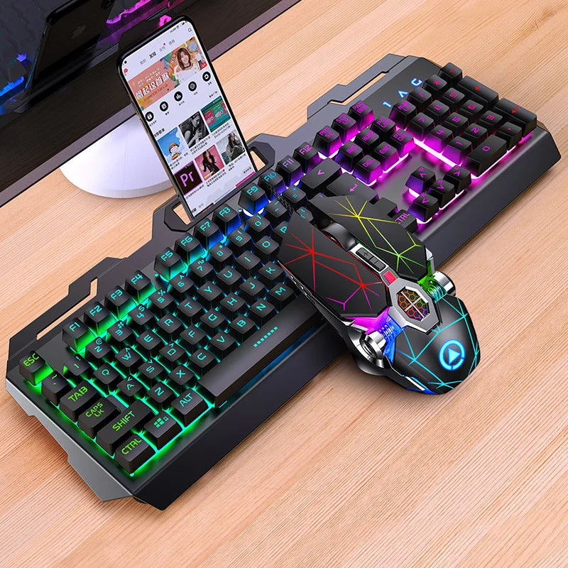 GX2 Waterproof RGB Mechanical Feel Keyboard & Mouse Combo - 104 Keys with Replaceable Covers