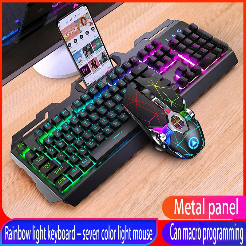 GX2 Waterproof RGB Mechanical Feel Keyboard & Mouse Combo - 104 Keys with Replaceable Covers