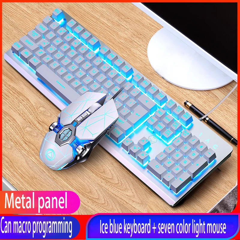 GX2 Waterproof RGB Mechanical Feel Keyboard & Mouse Combo - 104 Keys with Replaceable Covers