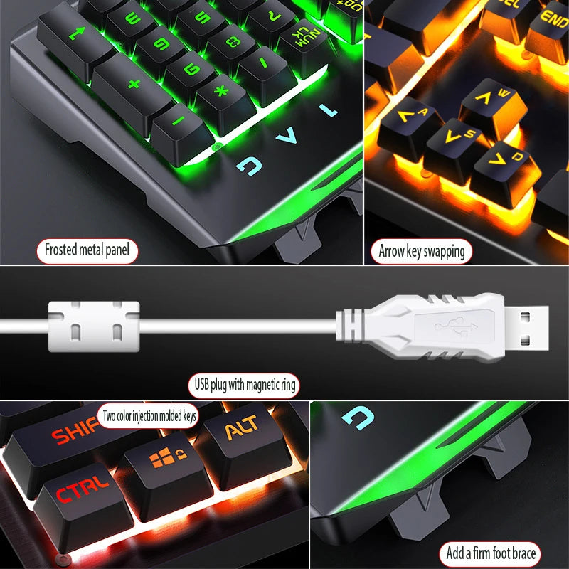 GX2 Waterproof RGB Mechanical Feel Keyboard & Mouse Combo - 104 Keys with Replaceable Covers