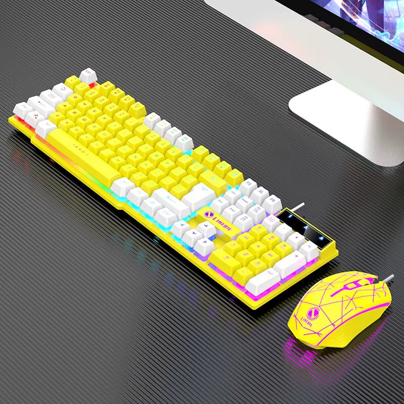Luminous Wired Mechanical Keyboard and Mouse Set for Gaming and Office Use - USB Compatible for PC and Laptop