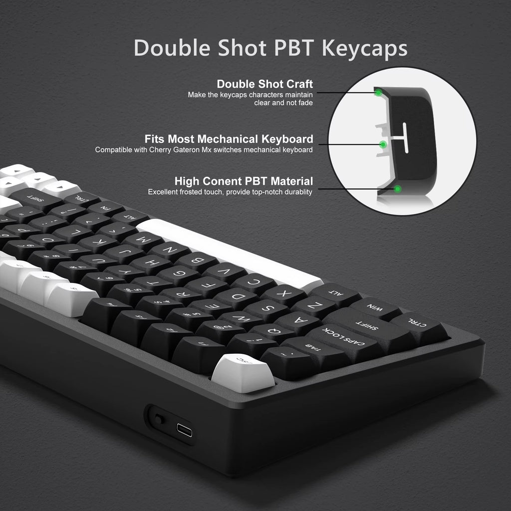 189 Keys ISA Profile Minimalist Keyboard Keycaps WOB BOW Double Shot PBT Keycaps for Gateron Cherry MX Switches Gaming Keyboard