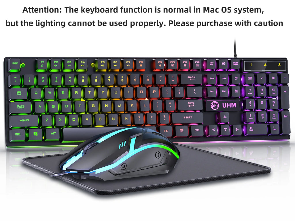 Wired Gaming Keyboard and Mouse Combo,Rgb Backlit Mechanical Feel Gaming Keyboard Mouse Set with 104 Keys,Usb Wired,Rgb Lights for Windows PC Gamers Desktop Computer Laptop