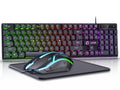 Wired Gaming Keyboard and Mouse Combo,Rgb Backlit Mechanical Feel Gaming Keyboard Mouse Set with 104 Keys,Usb Wired,Rgb Lights for Windows PC Gamers Desktop Computer Laptop