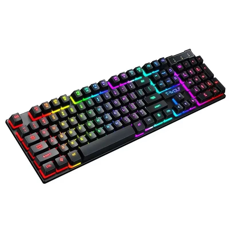 Metal Luminous Computer Keyboard and Mouse Suit USB Wired Game Colorful Backlight Mechanical Feel Keyboard and Mouse